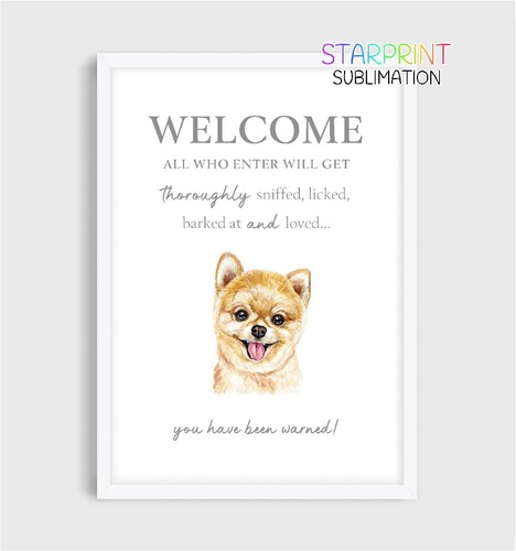 Pomeranian welcome unframed - pomeranian, "welcome"