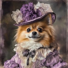 Lady Pomeranian  dressed in a