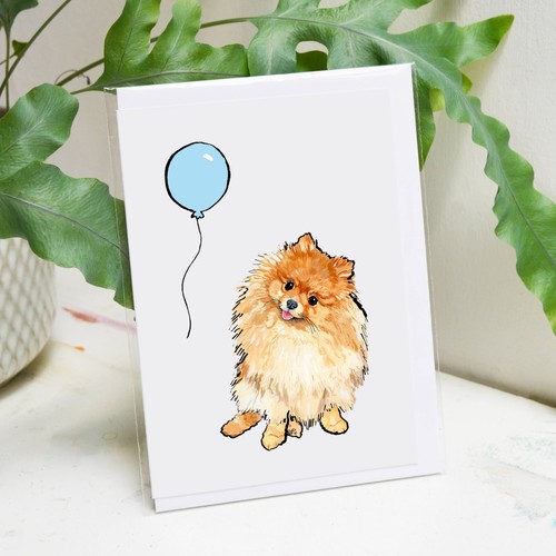Pomeranian birthday card - pomeranian,