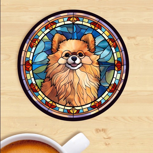 Pet dog coaster stained - dog, coaster,