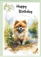 Pomeranian Dog Birthday Card